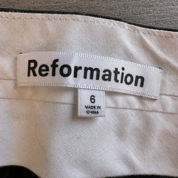 Reformation Wide Leg Flat Front Trouser Pants Black 6 - Picture 7 of 13